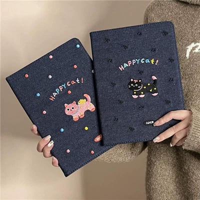 小狗與小貓 牛仔刺繡感狗狗貓咪造型平板保護套4