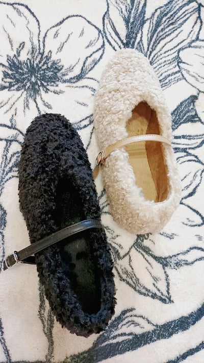 冬季韓版毛毛溫柔感平底鞋  現貨免運黑色棕色6