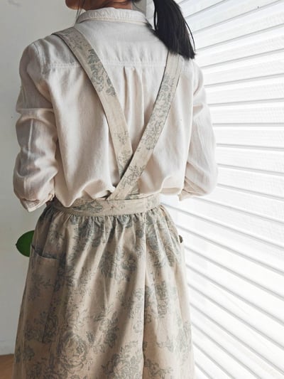 法式復古棉麻田園碎花圍裙 森系工作服11