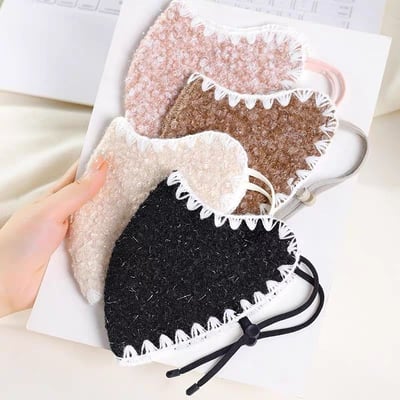 秋冬毛呢保暖口罩 雙層保暖防風面罩 2入組1