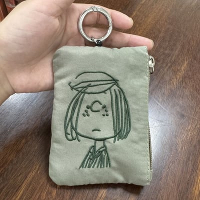 花生漫畫角色刺繡卡包 可伸縮掛鉤掛繩小錢包收納袋5