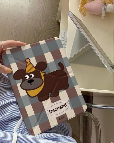 派對哈巴狗 格紋哈巴狗iPad平板保護套2