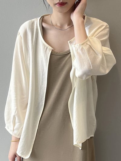 這件真的很容易被你天天拿來穿 七分袖隨性百搭一粒扣小罩衫3