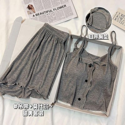 春秋灰色系莫代爾舒適家居四件套2