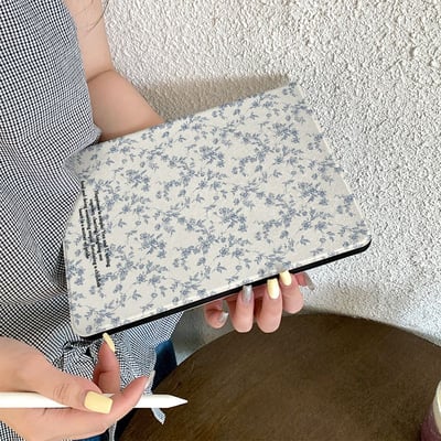 韓系藍色碎花iPad保護套 Air/Pro通用平板殼筆槽款2
