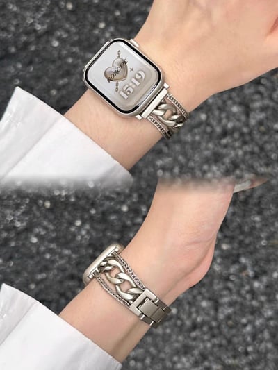 編織鏈條設計感金屬Apple watch錶帶5