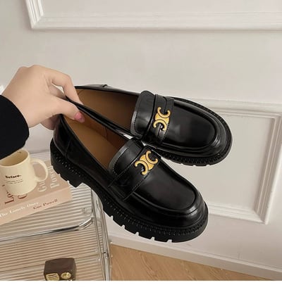 英式凱旋門小標厚底小皮鞋2