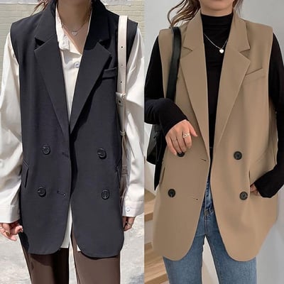 新款有大尺碼復古西裝版背心1