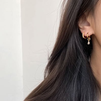 金JENNIE同款 韓系水滴鋯石三件組耳環3