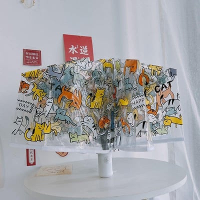 貓咪加柯基全自動折疊透明雨傘4