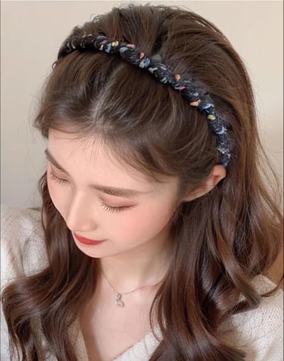 彩色毛絨絨針織波浪發箍3