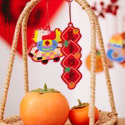 馬上有財 七彩馬新年吊牌掛飾30枚組2