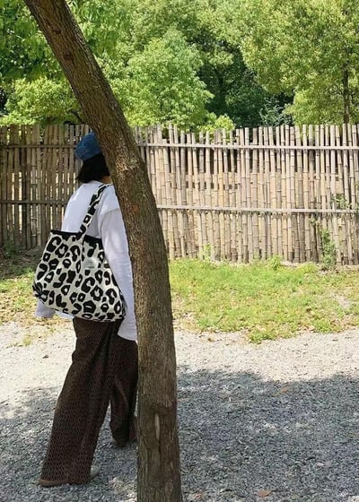 原宿風豹紋帆布包5