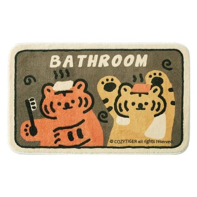 刷牙老虎系列吸水家用浴室地墊組4