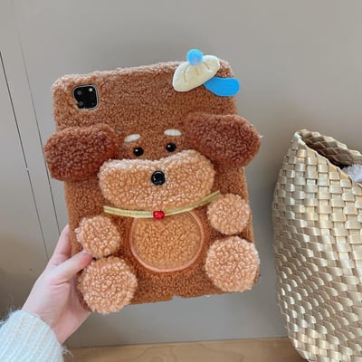 毛茸泰迪狗 泰迪狗狗棕色系可愛iPad平板保護套6