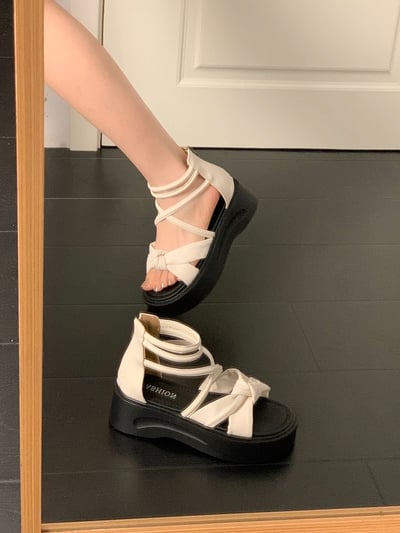 厚底不累腳絕美綁帶羅馬涼鞋7