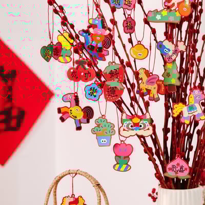 馬上有財 七彩馬新年吊牌掛飾30枚組1