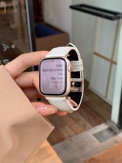 日常配戴 荔枝紋羊皮Apple watch 錶帶6