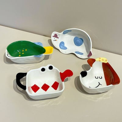 Ins風幸運陶瓷小食碟4入2