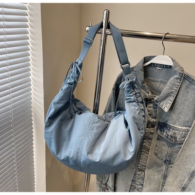 通勤休閒百搭 韓系風尼龍布流浪包 單肩斜挎包5