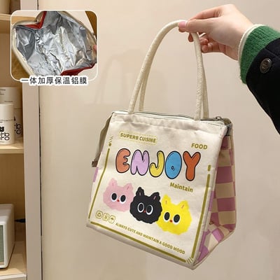可愛便當保溫袋大容量學生午餐袋  防水鋁膜手提飯盒包3