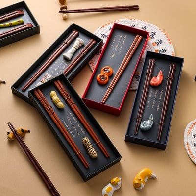 中國風實木防滑筷兩雙組禮盒 質感餐桌的儀式感小物1