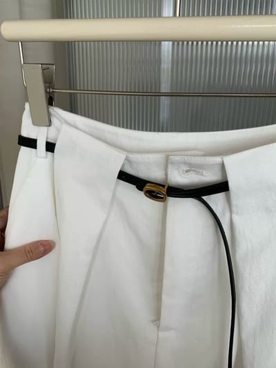 韓系設計感花苞 氣質百搭顯瘦中長裙 附皮帶3