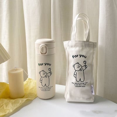 抱抱熊高顏值韓版情侶不銹鋼保溫杯 加提袋3