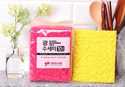 韓國製kitchen-art三層交織立體菜瓜布 10入(顏色隨機)1