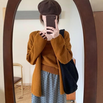 韓版溫柔風針織兩件套 寬鬆開衫＋方領吊帶背心5