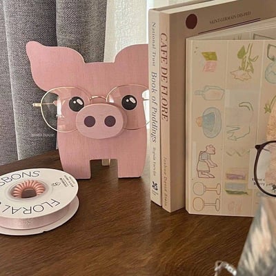 創意木質擺飾動物眼鏡收納 桌面木製工藝眼鏡展示架3