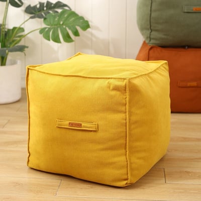懶人舊衣收納坐墩布套 一坐一收納・可機洗絨布矮凳5