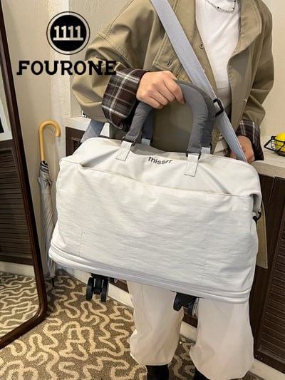 多功能可拆輪擴容旅行包 大容量雙層拉鍊設計 可上行李箱 健身/出差/旅行萬用包2