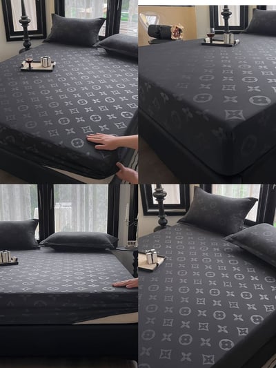 時尚老花款 純色高級感3件床包組8