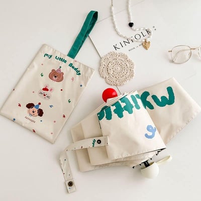 可愛紅鼻子童趣感折疊晴雨兩用手動雨傘4