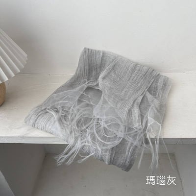 日系手工流蘇三層真絲披肩  晨霧水霧感薄紗圍巾10