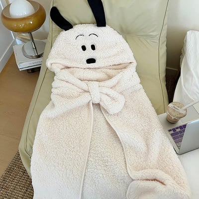 狗狗連帽可愛  溫暖披肩連帽斗篷毯子5