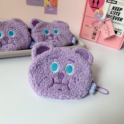 雪莉熊｜毛絨絨零錢包（紫色/粉色/黑色）3