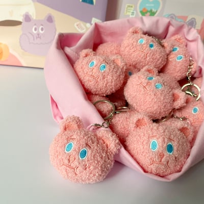 鑰匙圈｜毛絨絨雪莉熊頭（紫色/粉色/黑色）4