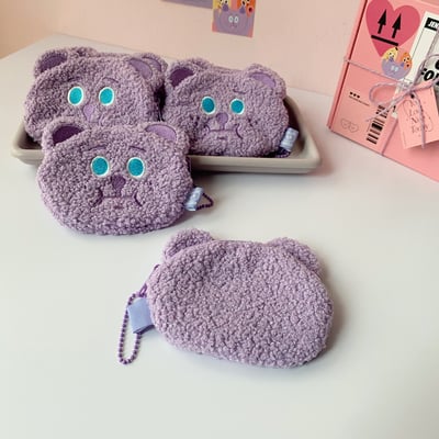 雪莉熊｜毛絨絨零錢包（紫色/粉色/黑色）8