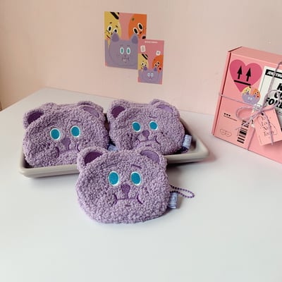 雪莉熊｜毛絨絨零錢包（紫色/粉色/黑色）7