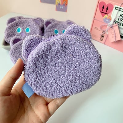 雪莉熊｜毛絨絨零錢包（紫色/粉色/黑色）5