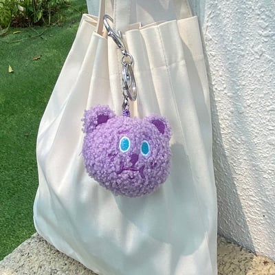 鑰匙圈｜毛絨絨雪莉熊頭（紫色/粉色/黑色）9