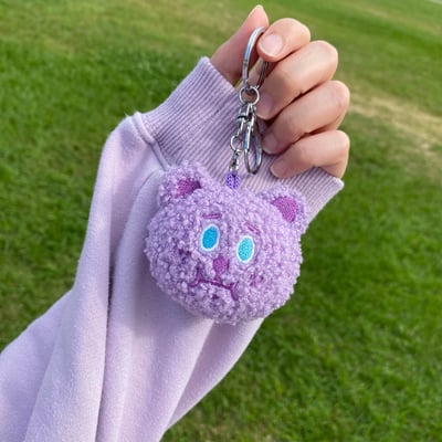 鑰匙圈｜毛絨絨雪莉熊頭（紫色/粉色/黑色）13