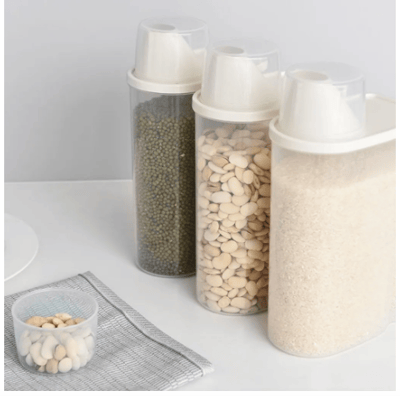 日式五榖雜糧防潮密封罐儲物罐米桶(附量杯)2