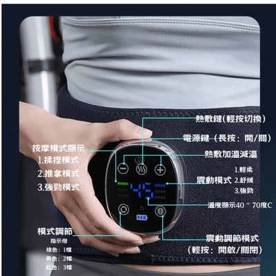 【EirEase】石墨烯智能溫控熱敷按摩腰帶3