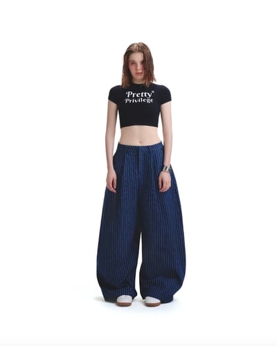 PUSH PUSH PP STRIPED PANTS 細條紋寬褲13