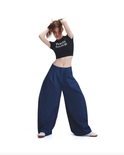 PUSH PUSH PP STRIPED PANTS 細條紋寬褲12