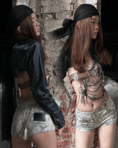 ISME 超短版辣妹皮革外套7