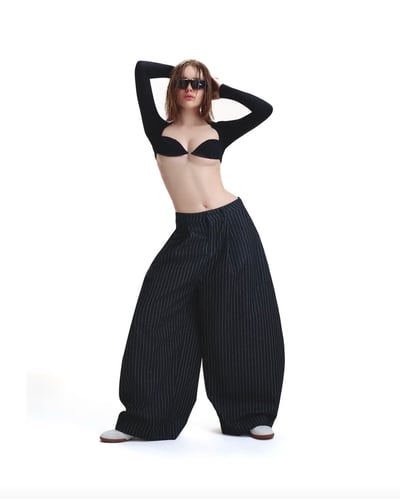 PUSH PUSH PP STRIPED PANTS 細條紋寬褲6
